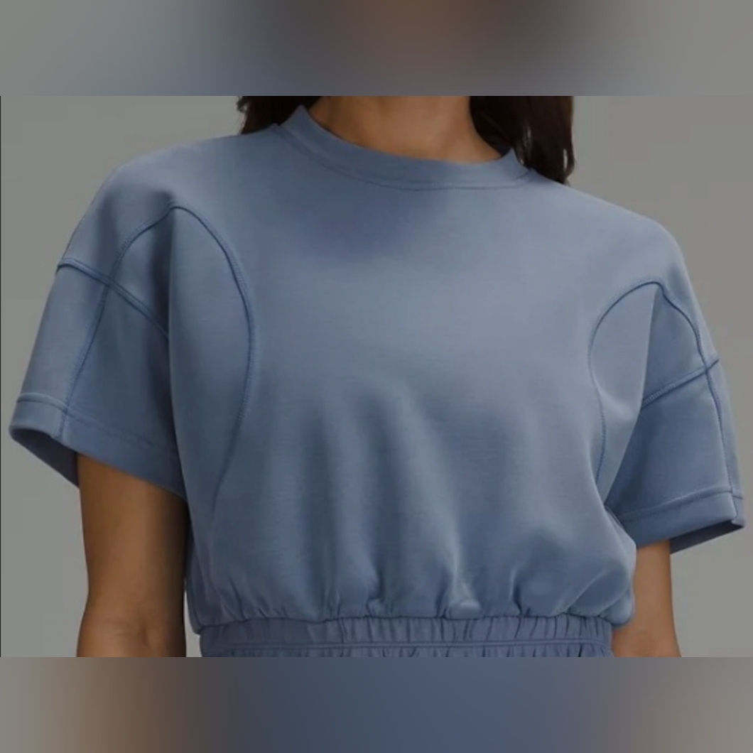 Lululemon Softstreme Gathered T-Shirt Oasis Blue Size 14 Like New